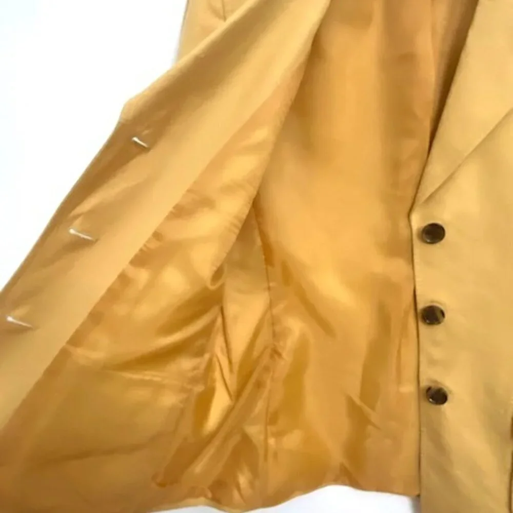 Evan Picone Blazer Jacket Women's Sz 8 Mustard‎ Yellow 3/4 Sleeves Linen Blend